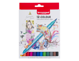 Pisaki Duo Brush Pens Fineliners Bruynzeel 12