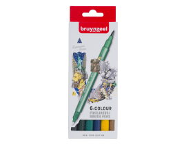 Pisaki Duo Brush Pens Fineliners Bruynzeel 6 New York