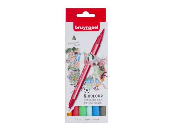Pisaki Duo Brush Pens Fineliners Bruynzeel 6 Rio De Janeiro