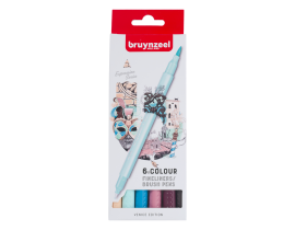 Pisaki Duo Brush Pens Fineliners Bruynzeel 6 Venice