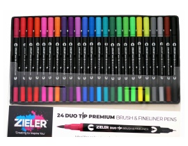 Markery Brush Pen& Fineliner Duo Tip Zieler 24 Kol