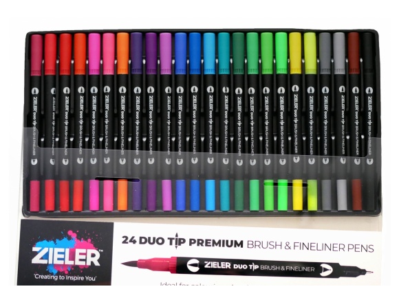 Markery Brush Pen& Fineliner Duo Tip Zieler 24 Kol