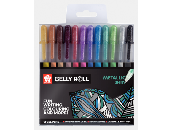 Żelopisy Sakura Gelly Roll Kolorowe Metallic Shiny Mix 12szt.