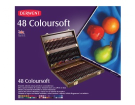 Kredki Derwent Coloursoft 48 kol WoodBox