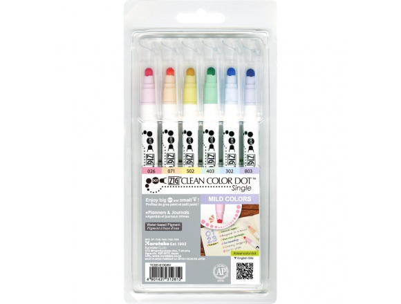 Pisaki Kuretake Clean Color Dot Mild Colors 6szt. TCSD-6100/6V