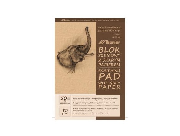 Blok Szkicowy Leniar Szaro-Brązowy Papier A5 80g 50ark.
