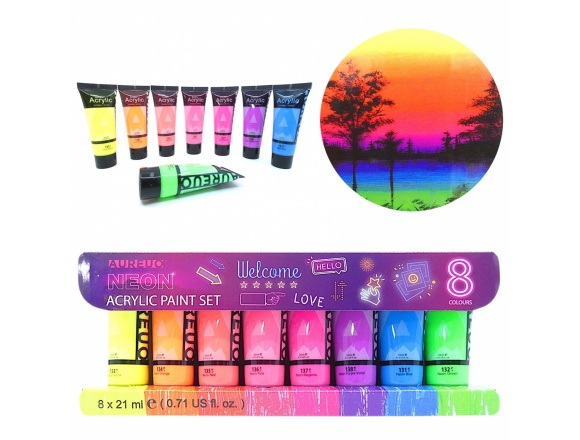 Farby Akrylowe Neonowe Phoenix Aureuo Zestaw Farb 8x21ml