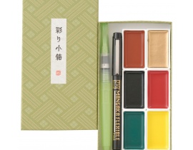 Farby Akwarelowe Kuretake Gansai Tambi Irodori Kobako Green 6 Szt.