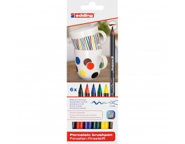 Pisaki Do Porcelany Edding Brush Pen Mix 6 Kol. Family