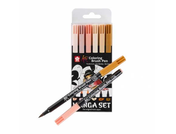 Pisaki Koi Coloring Brush Set Manga 6 Kolorów
