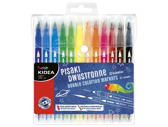 Pisaki Dwustronne Brush Kidea 12 kol.