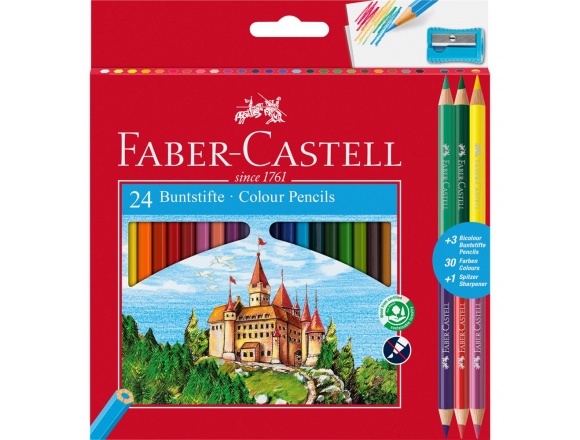 Kredki Zamek Faber Castell 24 Kolory + Temperówka