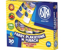 Farby Plakatowe Astra W Tubach 30ml x 6 Kolorów