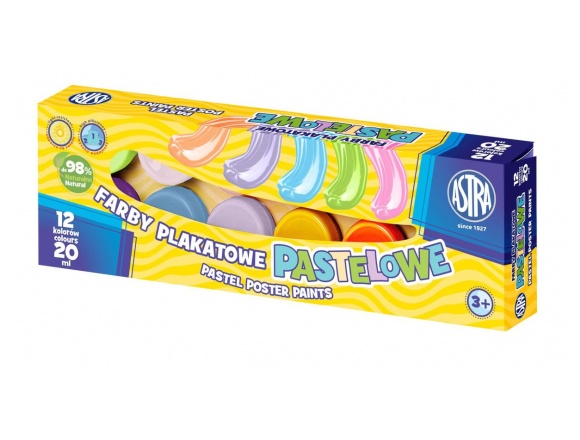 Farby Plakatowe Astra Pastelowe 20ml x 12 Kolorów