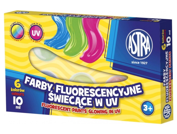 Farby Plakatowe Astra Fluorescencyjne 10ml x 6 Kolorów