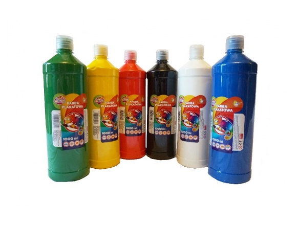 Farba Plakatowa Tempera 1L 6szt Podstawowe Kolory