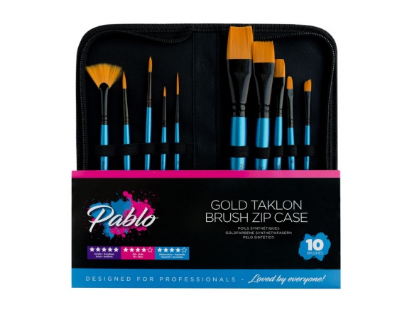 Pablo Zestaw Pędzli W Etui 10 Szt. Gold Taklon
